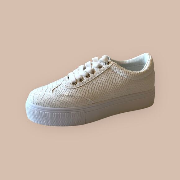 Nasty Gal Faux Croc Leather Platform Sneakers Size US 8/ UK 6 White - Picture 1 of 10